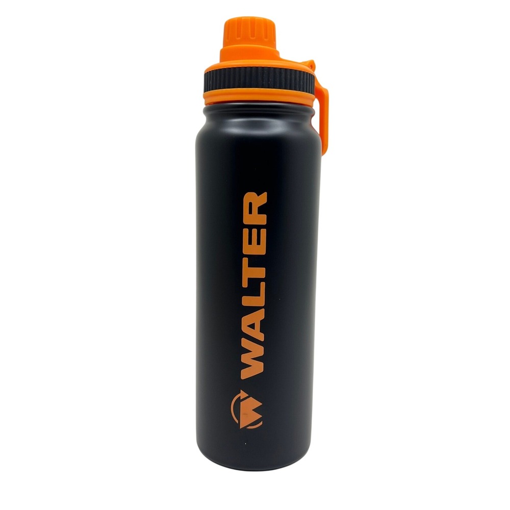 Walter‎ Water Bottle Unisex 24oz Black Orange Double Wall Stainless Steel Spout